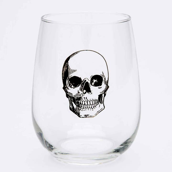 Counter Couture - Wholesale Wine Glass - Skull Stemless Wine Glass - Black