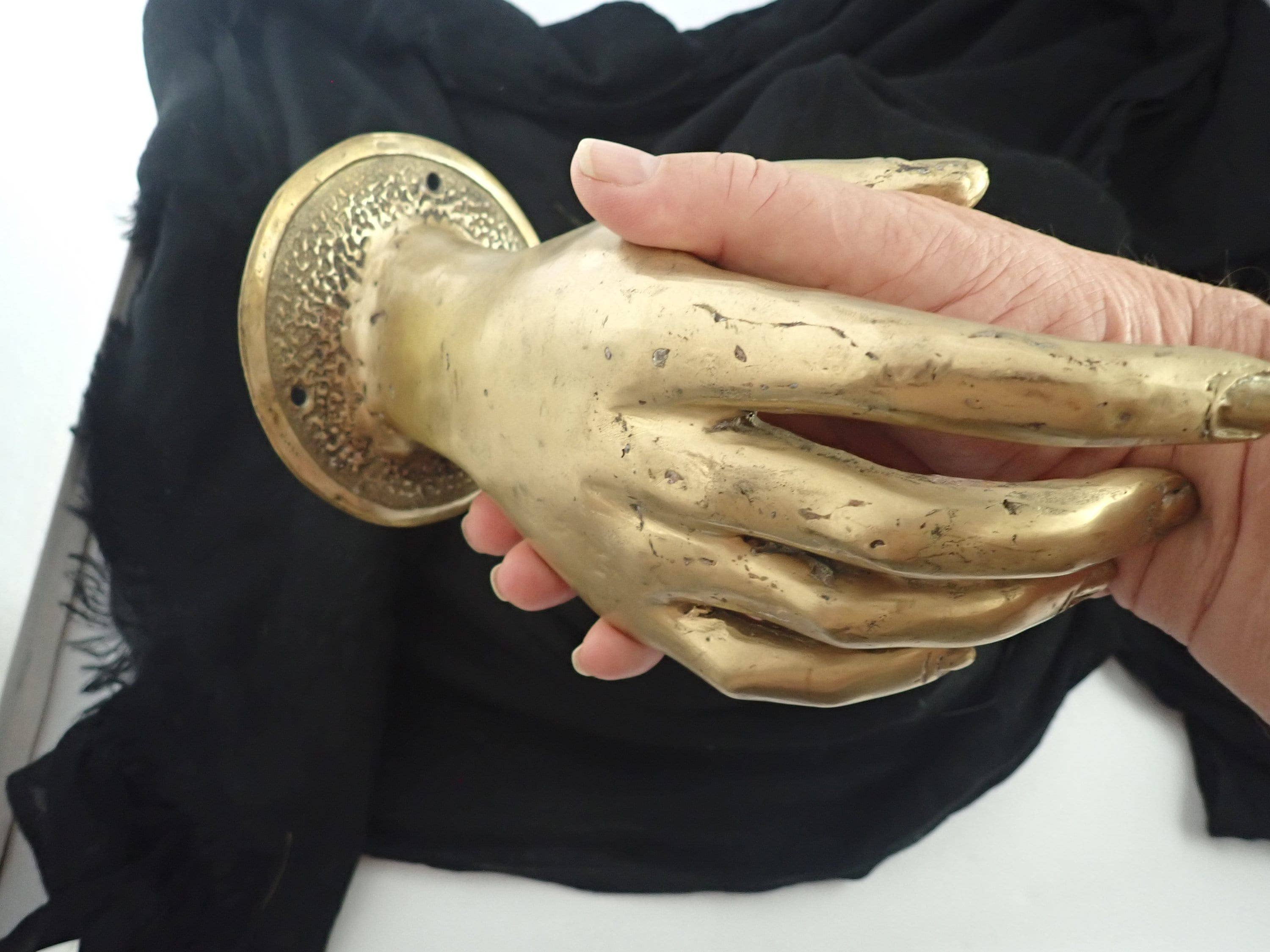 Ubud Glass - Vente Poignée/bouton - Poignée de porte poignée de main en laiton massif – Poignée murale steampunk (gauche/droite)5