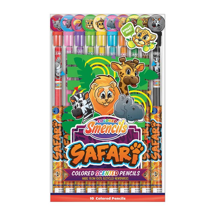 Scentco, Inc - Wholesale Colored Pencil - Safari Colored Smencils - Scented Colored Pencils - 10 Count