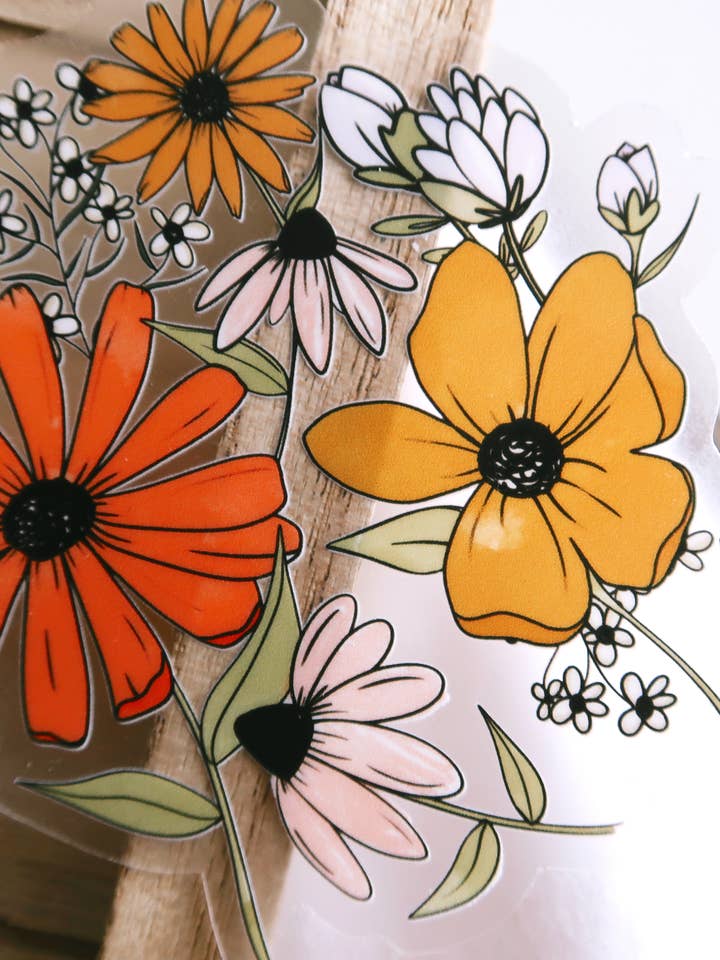 Wildflowers Sticker 3" x 3" - Watercolor Floral for wholesale by Amalie Maren Designs