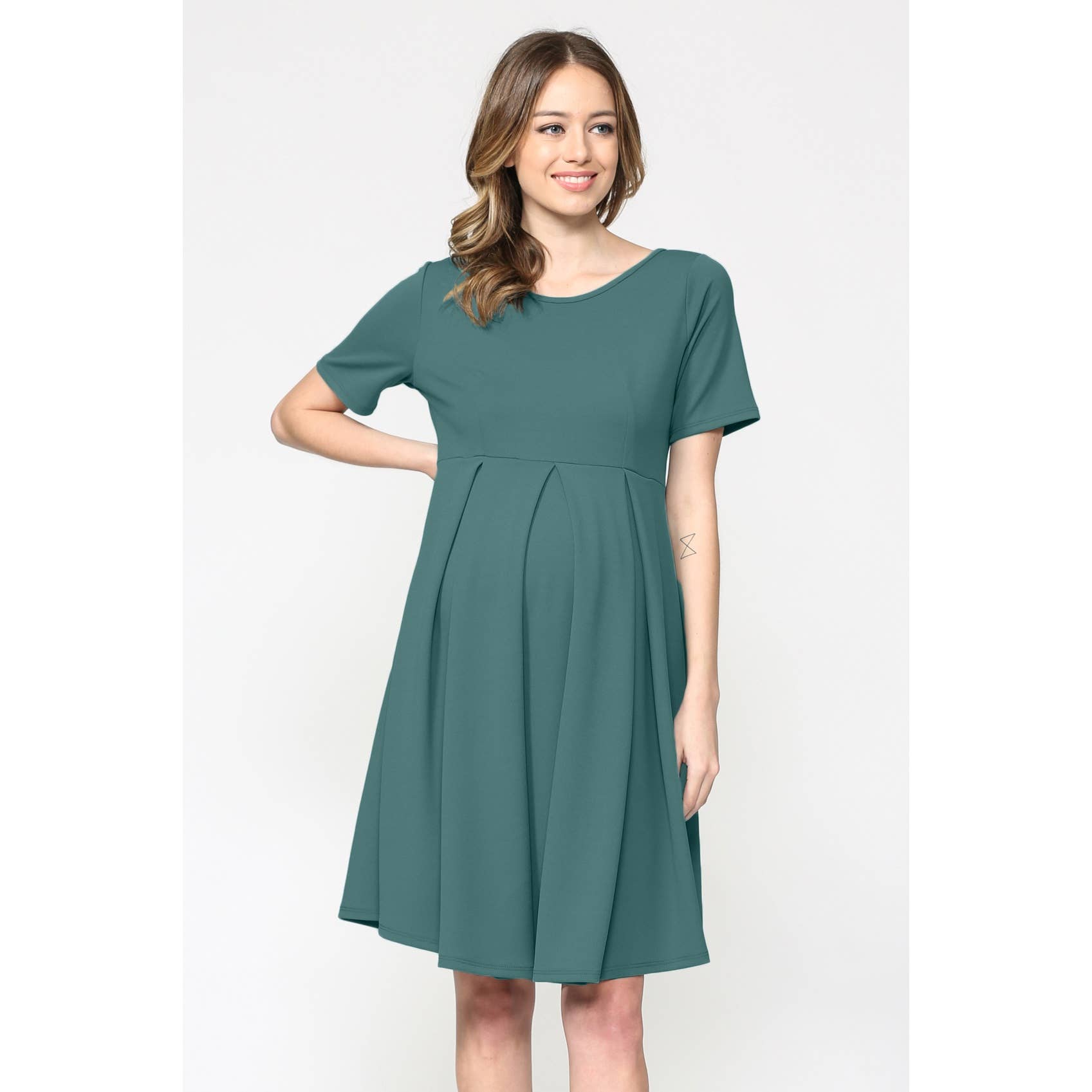 Hello Miz - Wholesale Dress - Maternity - Pleated Round Neck Maternity Skater Dress20