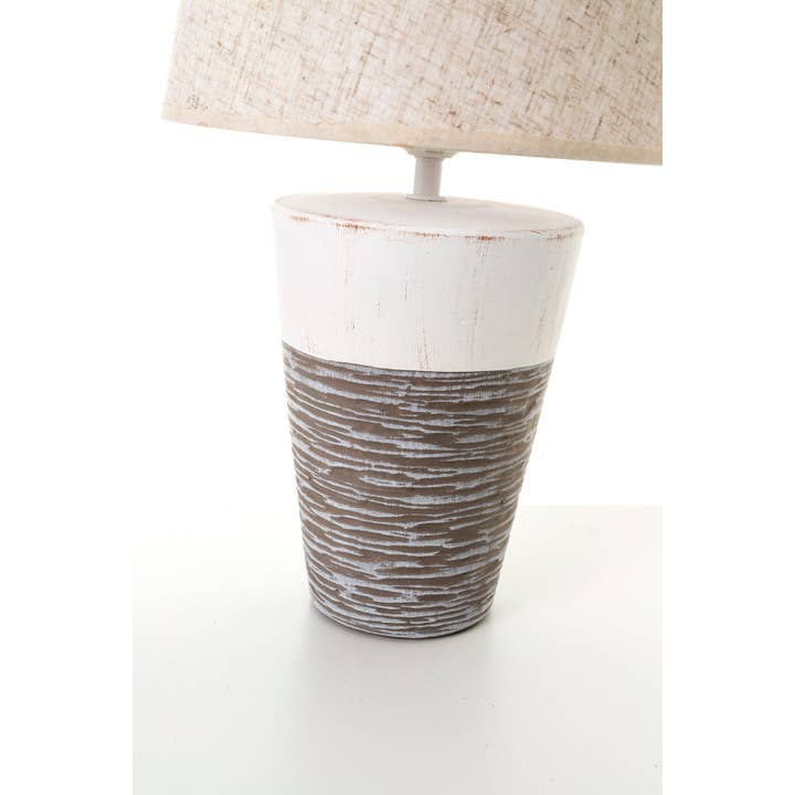Gdeco - Vendita all'ingrosso Lampada da scrivania/d'accento - Lampada da tavolo in ceramica e lino beige 55x26x26 cm3