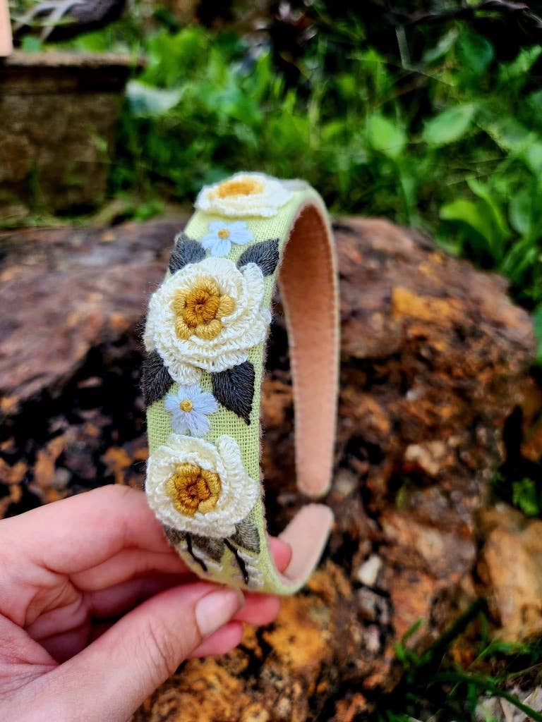 Quince Fables - Wholesale Haarband - Dames - 3D Geborduurde Bloemen Haarband, Brianna Collectie ✅3