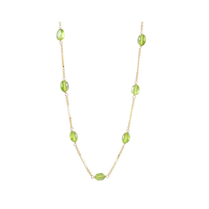 N-4046 PERIDOT GOLD CHAIN NECKLACE for wholesale by Alicia Van Fleteren Jewelry Design