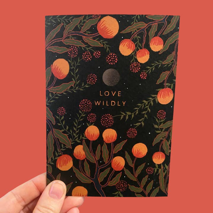 Love Wildly - Floral folk inspired card with love message for wholesale by Piece of the Peach