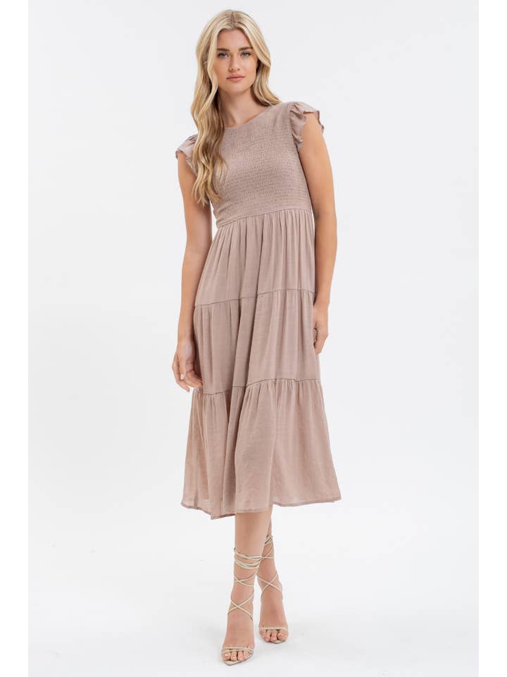 Blu Pepper - Venta al por mayor Vestido - Mujer - Vestido midi con volantes y cuerpo fruncido49