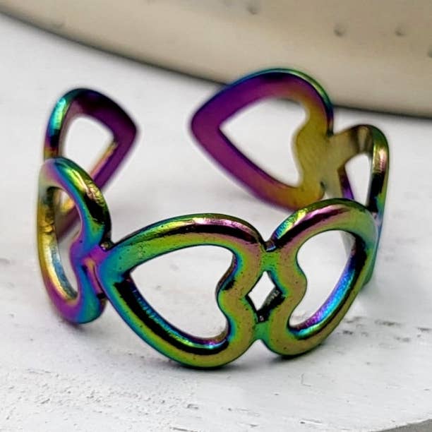 Bague ajustable BeSheek Rainbow Galvanoplastie pour la vente par BESHEEK JEWELRY
