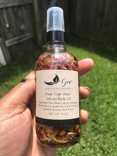 Rose Infused Body Oil for wholesale by GlassWing Organics