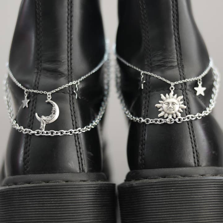 Celestial Moon Sun Boot Chain Accessories for wholesale by Cosmic Crow