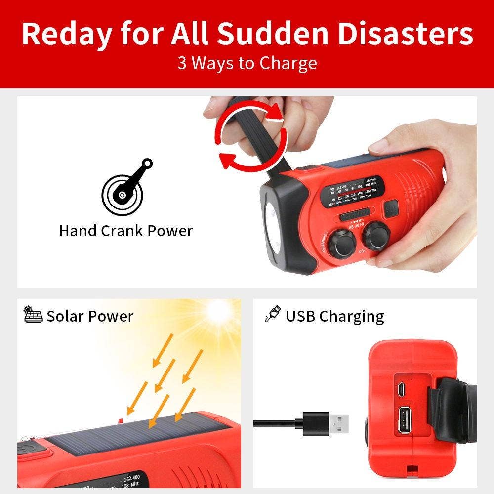 VIGOR - Wholesale Portable Charger - Earthquake disaster solar hand crank radio camping outdoor4