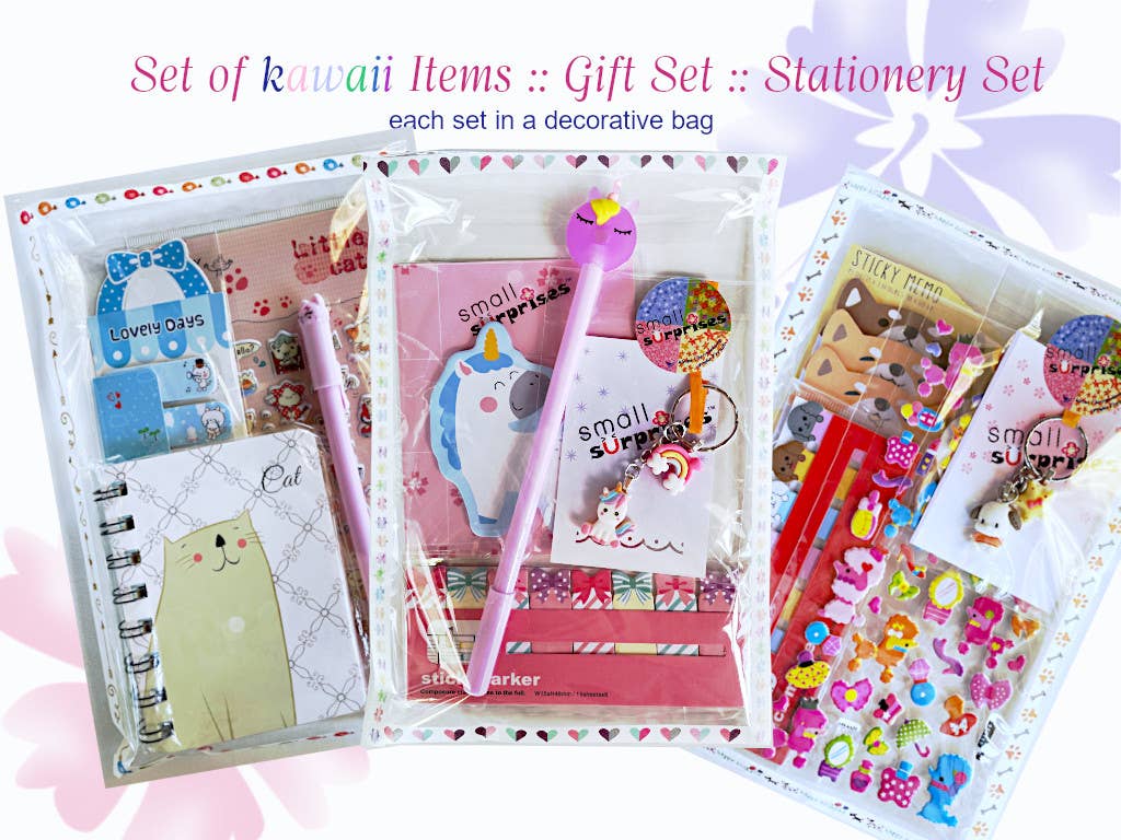 Especially Selected Trading eK - Wholesale Stationery/Notecard Set - 4pc- cute Stationery Sets kawaii Giftset for girls