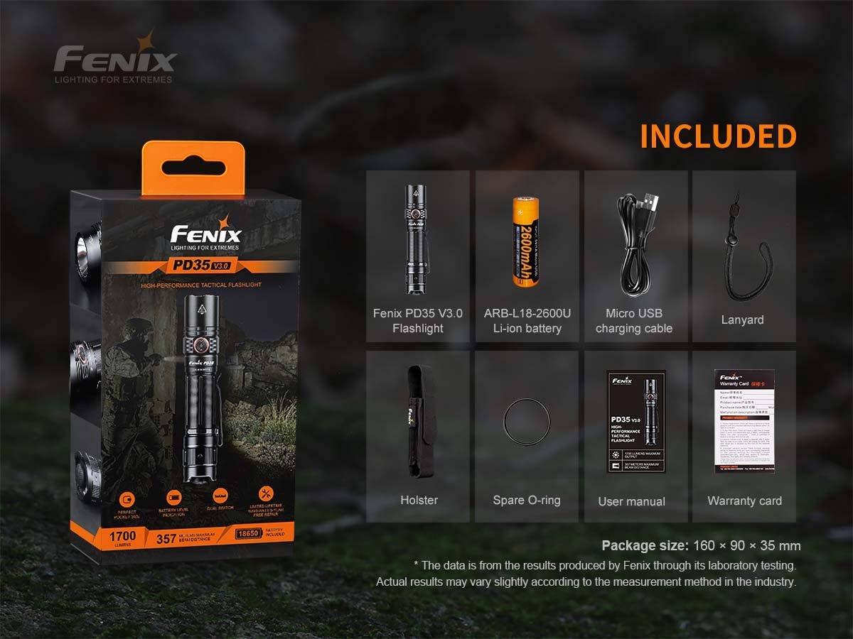 Benhalex - Wholesale Flashlight - Fenix PD35 V3.0 Flashlight, 1700 Lumens, Black #PD35V32