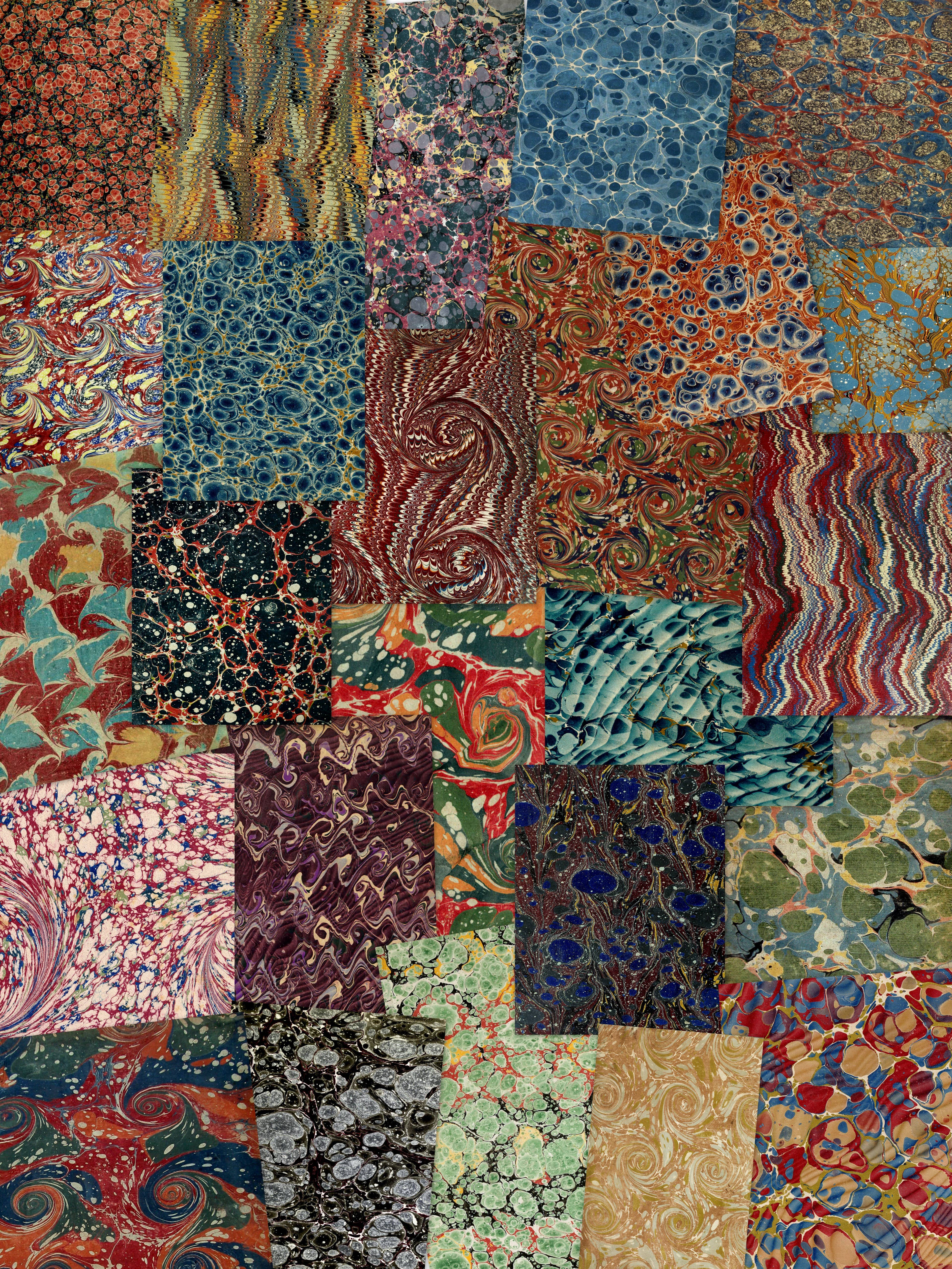 Monahan Papers - Wholesale Flat Wrap - Assorted 11" x 17" 50 Piece Marbled Papers Collection