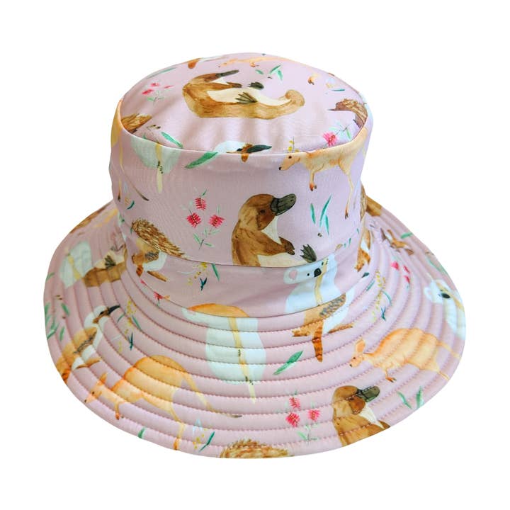 REVERSIBLE SWIM HAT ~ AUS ANIMALS for wholesale by Little E & Co