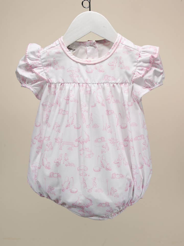 Toile de Jouy Rose Everly Bubble pour la vente par Baby Blessings Clothing