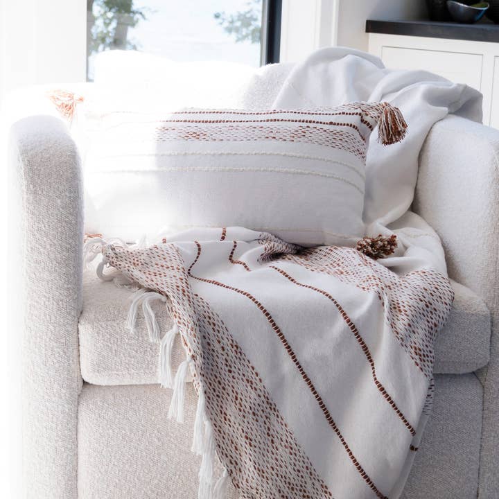 Elsie & Zoey - Wholesale Lumbar Pillow - Tylanne 12X22" Handwoven Striped Indoor/Outdoor Throw Pillow8