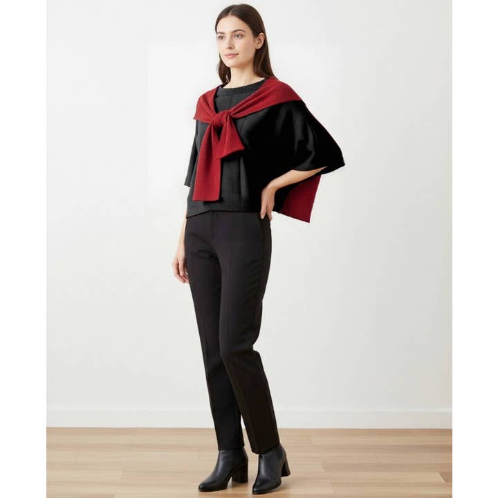 JC Sunny Fashion – wholesale Scarf – Women's – JC063352 Burgundy Stylish Mini Shoulder Cover Tie Front Scarf3