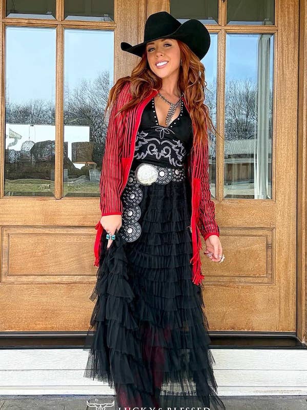 Sort Flæse Multi Lag Gennemsigtig Flydende Maxi Nederdel for engroshandel hos LUCKY & BLESSED