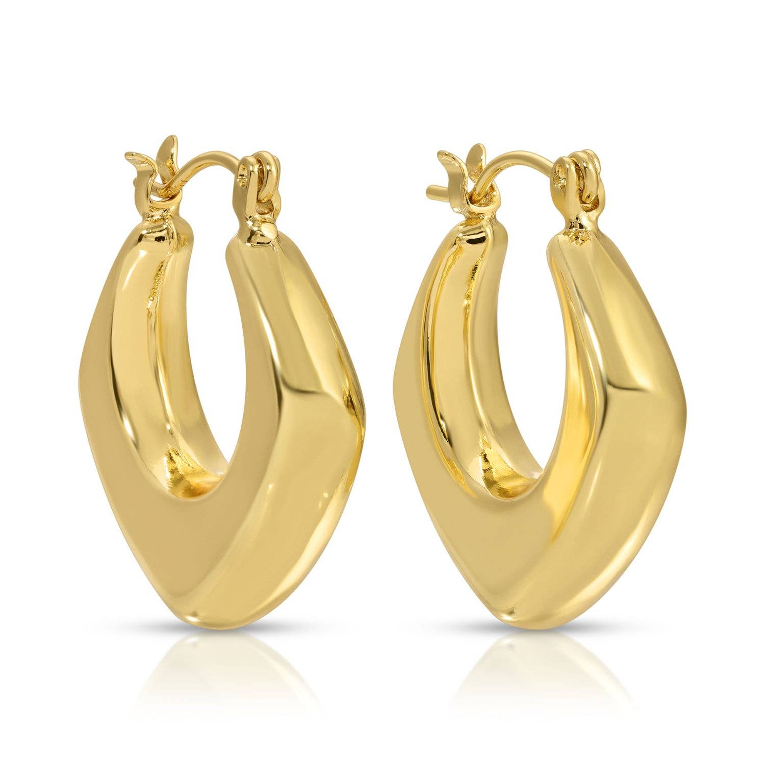 Splendid Iris - Wholesale Huggie Earrings - Wide Angled Latch Huggies