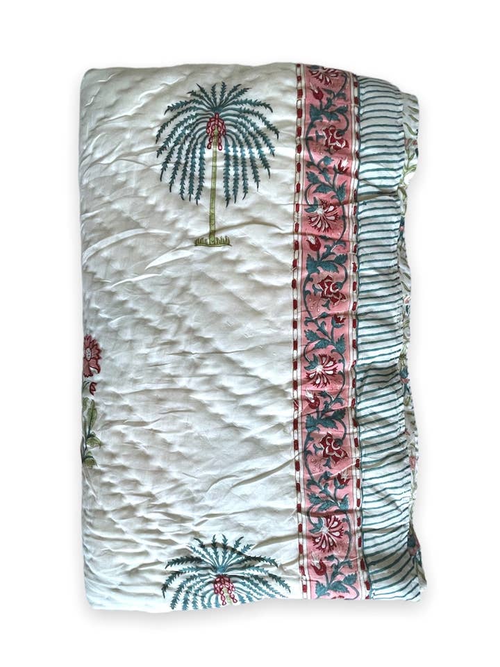 Trapunta singola in cotone stampato a mano Cali Lily per la vendita all'ingrosso da parte di The Fairnest