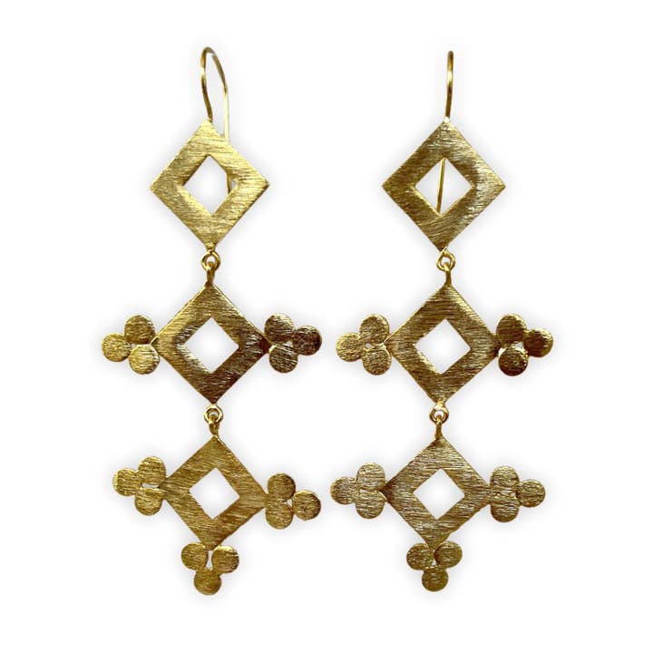 Gold Lilly Long Dangle ADMK Earrings for wholesale by ADMK Jewelry