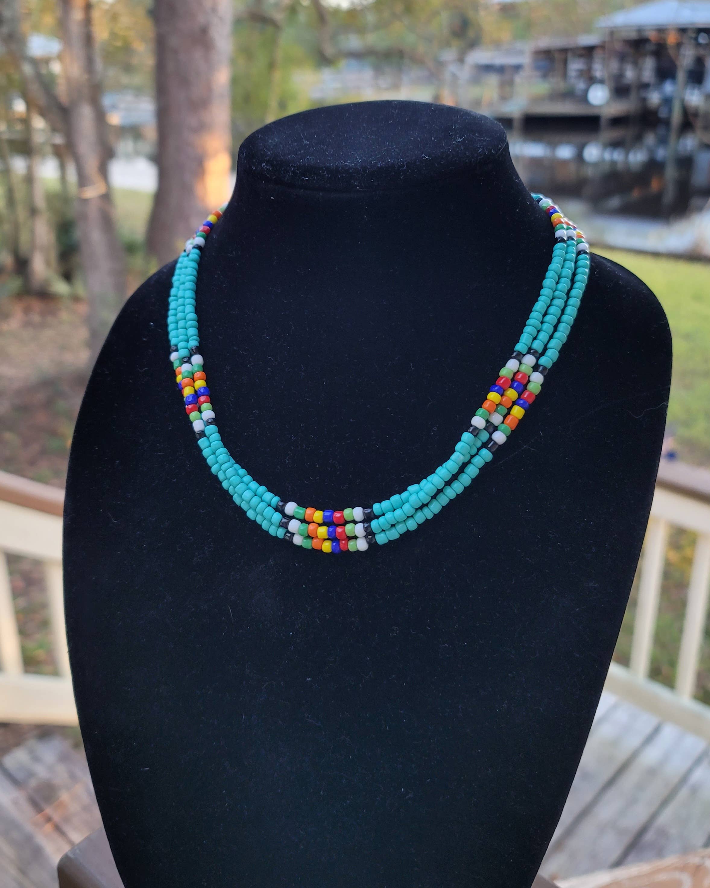 Horse Spirit Studio - Wholesale Choker/Collar - Native Southwestern handmade Turquoise glass bead choker4