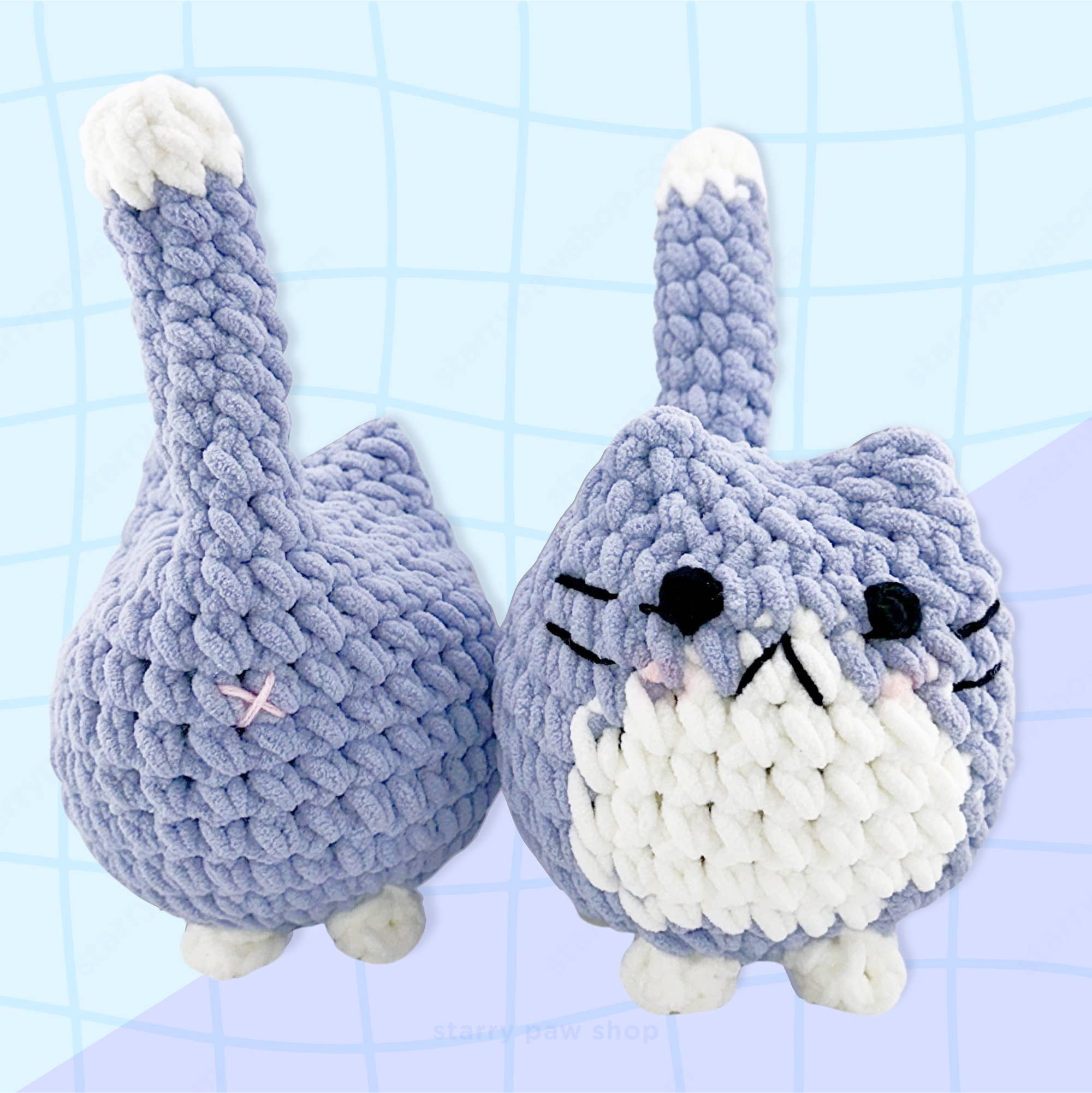 Starry Paw Shop - Wholesale Stuffed/Plush Toy - Kids & Baby - Cute Fat Crochet Cat | 4 Colors Large 8x10" No plastic parts5