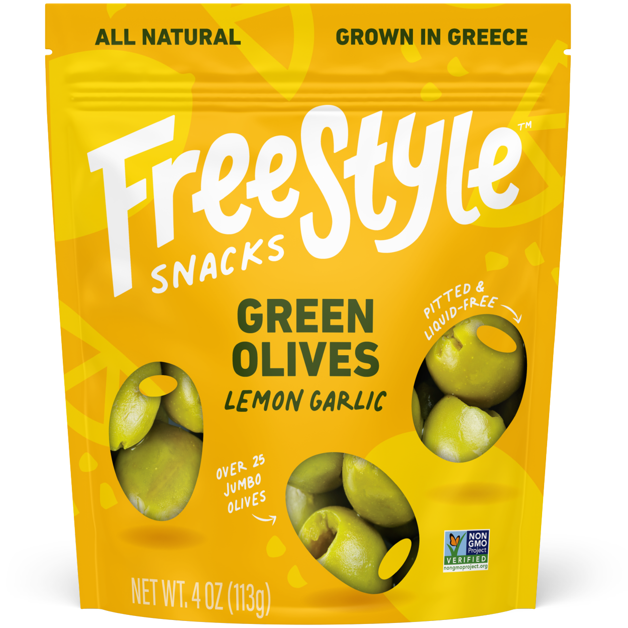 Freestyle Snacks - Vente Olives - Olives vertes - Citron et ail (paquet de 6)6