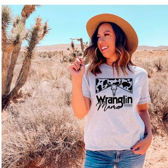 NOVA Camisa Wranglin Mama Cow com estampa de tela MTO por atacado de Maria's Custom Designs