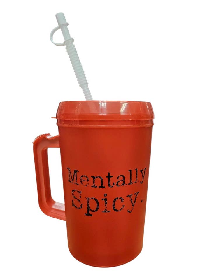 Mentally Spicy HIP SIPS Mega Trucker Mug 34oz for wholesale by Scratch Decor