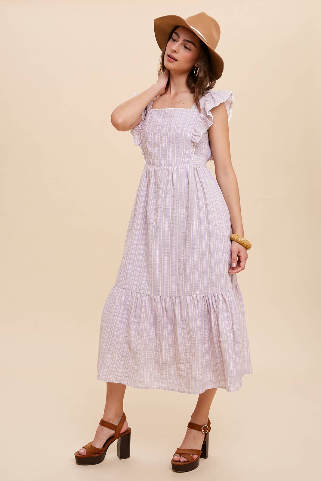 In Loom - Vente Robe – femme - Robe midi à bretelles rayée en coton7