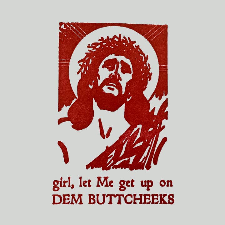Rx Letterpress – wholesale Everyday greeting card – Get Up On Dem Buttcheeks | Sexy Jesus | Blasphemy Humor Card