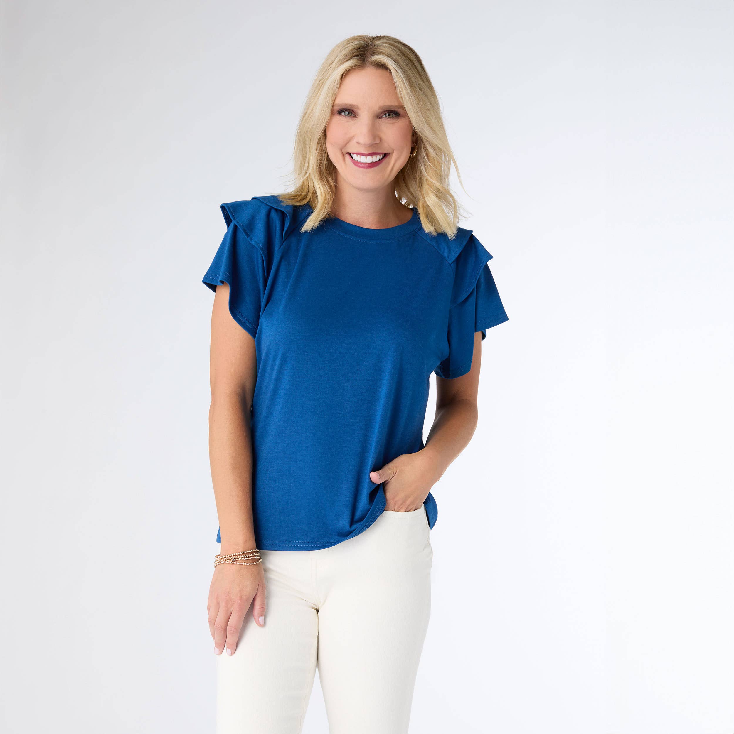 COCO + CARMEN - Wholesale Blouse - Women's - Mandy Cap Sleeve Ruffle Tee6