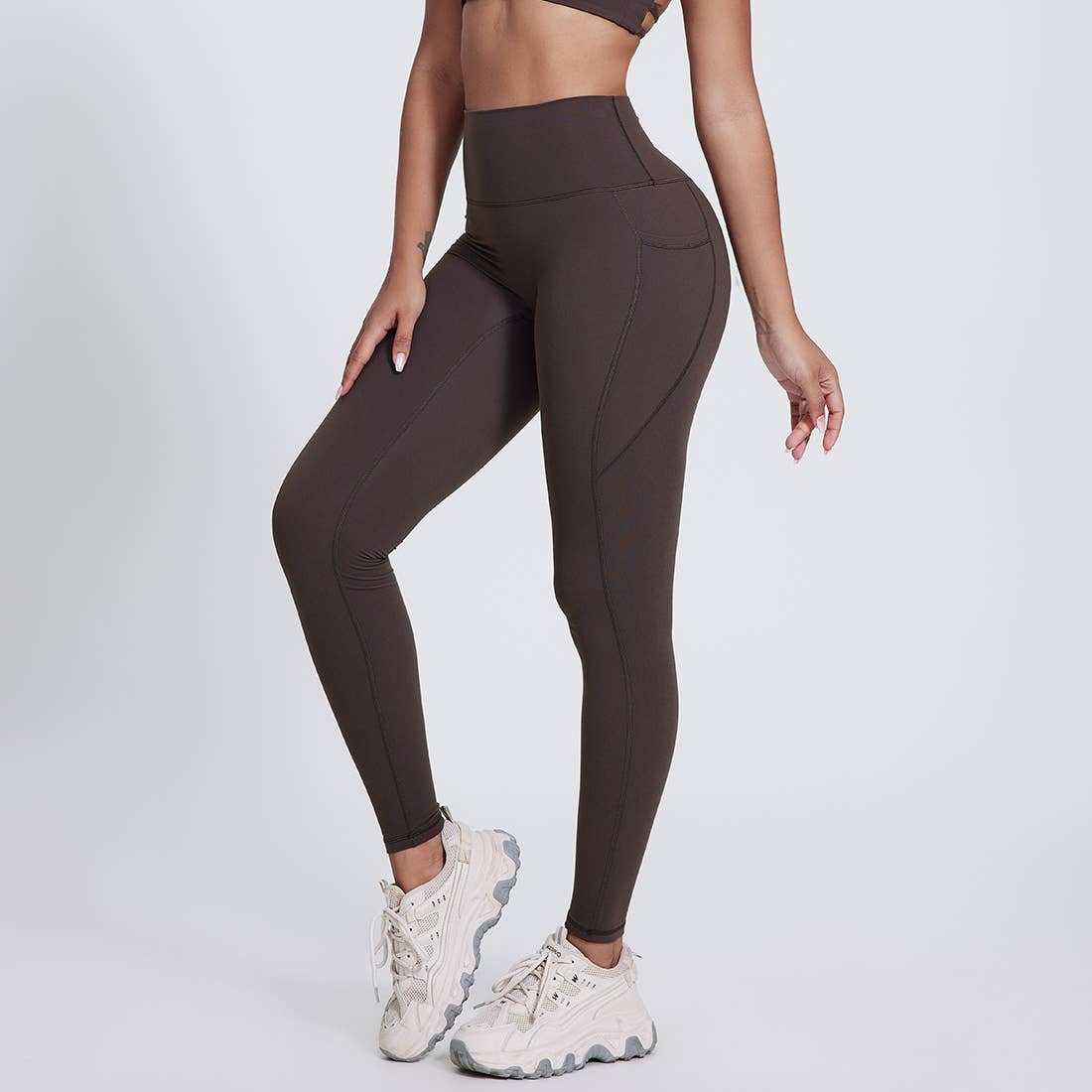 Sodalemon – Leggings de desporto/casuais - Mulher por atacado – Calças de Ioga com Bolsos Laterais para Mulheres, Leggings Desportivas sem Costura Frontal1