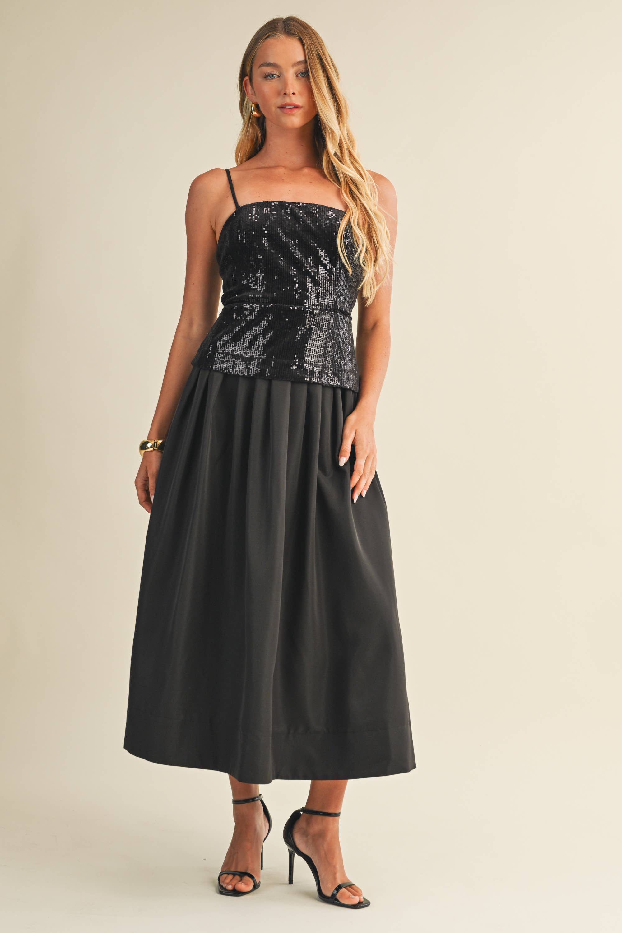 Mustard Seed – Vestido - Mulher por atacado – VESTIDO DE VELUDO COM LANTEJOULAS E ALÇA REMOVÍVEL9