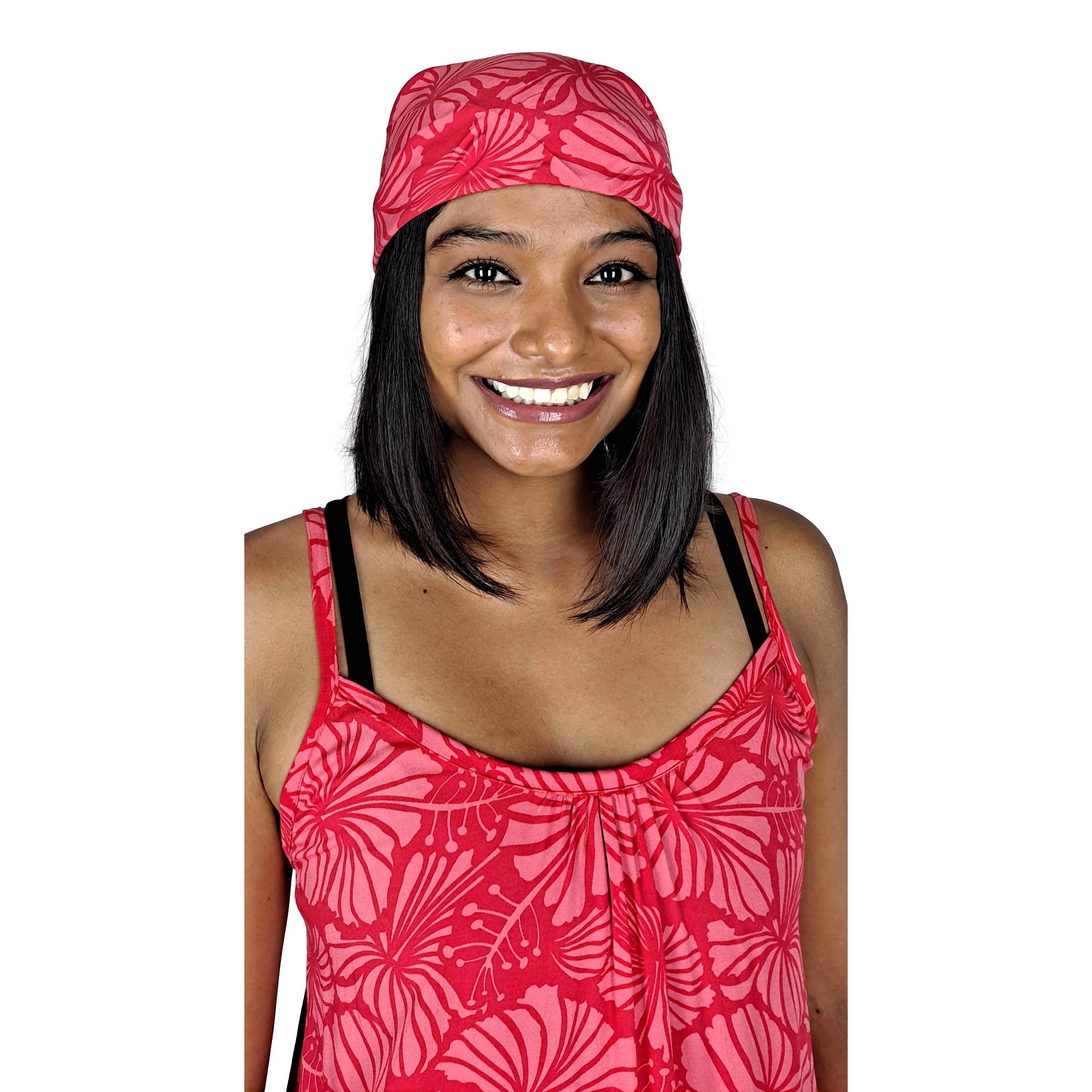 Island Style Clothing Co by Akamai Distribution Ltd - Wholesale Bandana - Women's - Bandana Red Hibiscus Lightweight Rayon 21 x 21 5