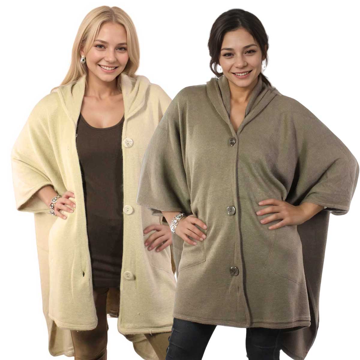 The Magic Scarf Company - Wholesale Cape - Women's - 8708 - Hooded Cape with Pockets0