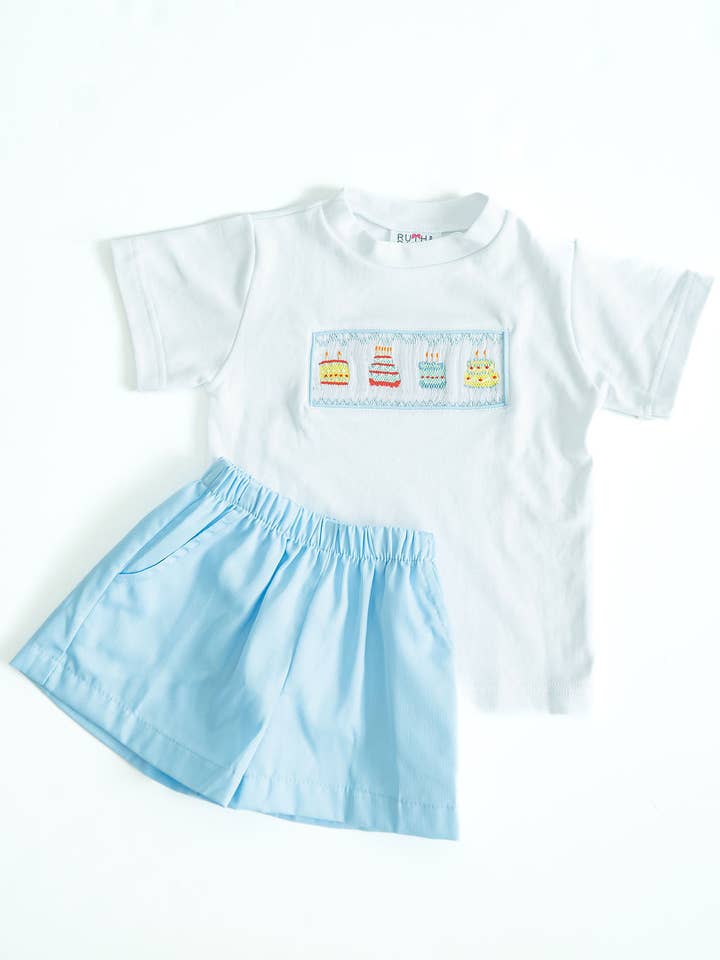 Birthday Boy Smocked Beau T-Shirt/Shorts Set for wholesale by Ruth and Ralph