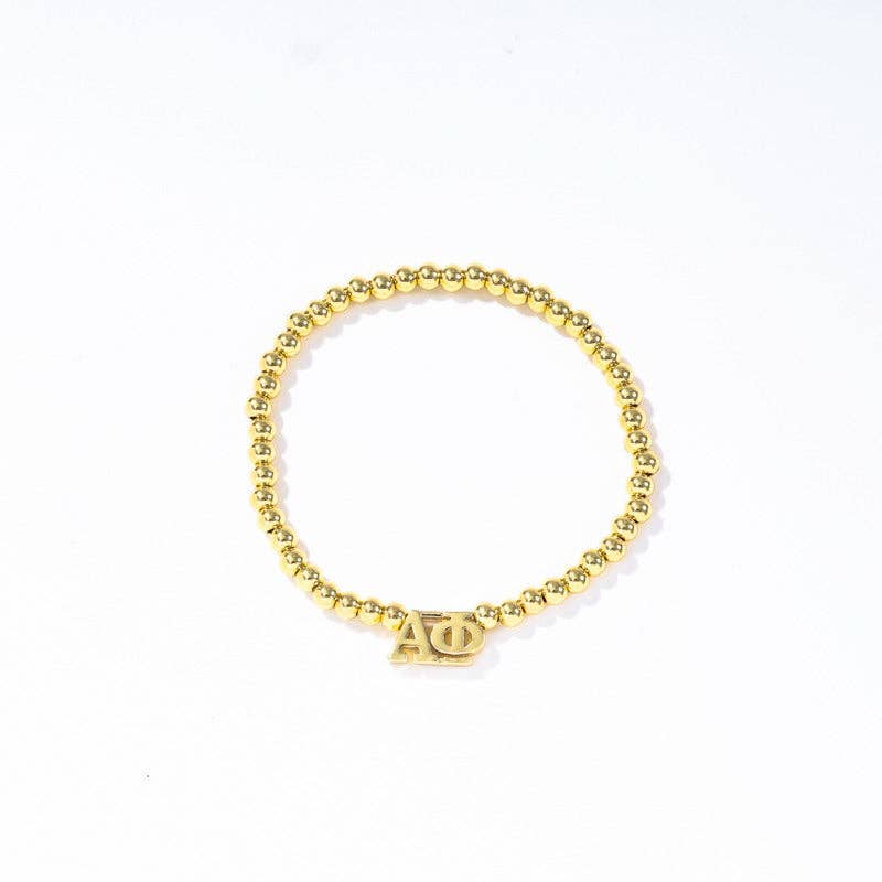 Color Shout - Wholesale Beaded Bracelet - B211 - Sorority: Gold Beaded Bracelet with Greek Letters on Stretch Cord14