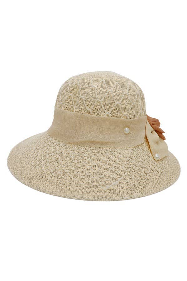 Cap Zone - Wholesale Straw Hat - Women's - Flower Ribbon Fabric Sun Hat6