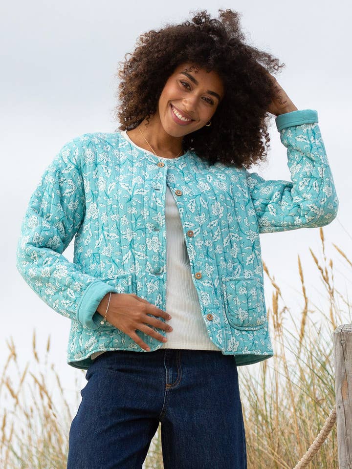 Harbin Quilted Jacket Ocean Bloom for wholesale by Kite Clothing