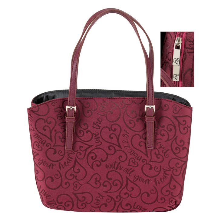 White Dove-LOVE THE LORD HEART JACQUARD WEDGE BIBLE COVER XL for wholesale by Cottage Garden