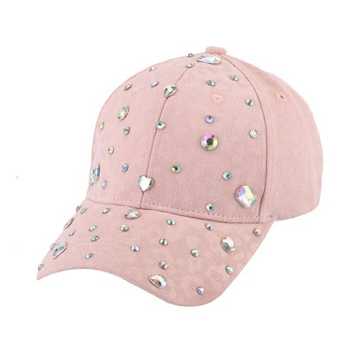 Ladies Scattered Pattern Rhinestone Baseball Cap Hat for wholesale by Nima Accessories Inc