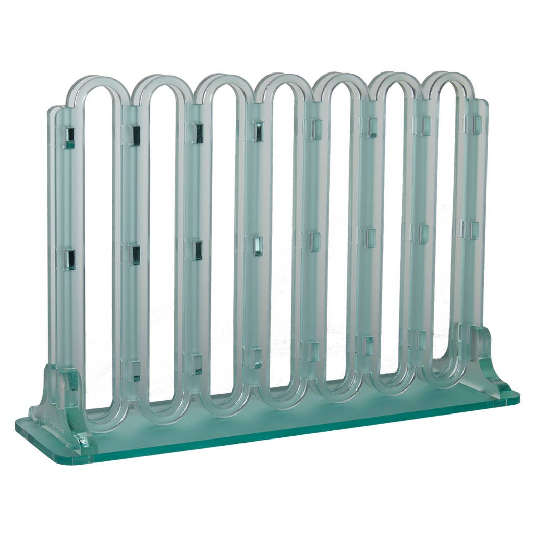 Design2Rave LLC - Wholesale Board Game - Acrylic Four In A Row Game - Seafoam Green with Fluorescent Pink and Yellow Game Pieces2