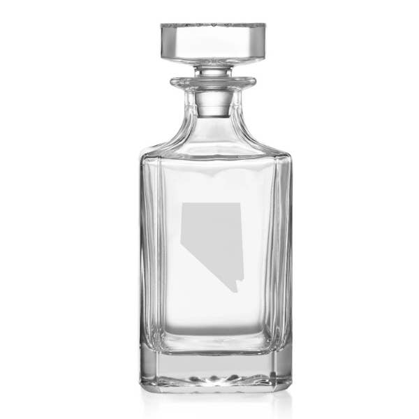 State of Nevada Etched Glass Whiskey Decanter for wholesale by Honeysuckle Home