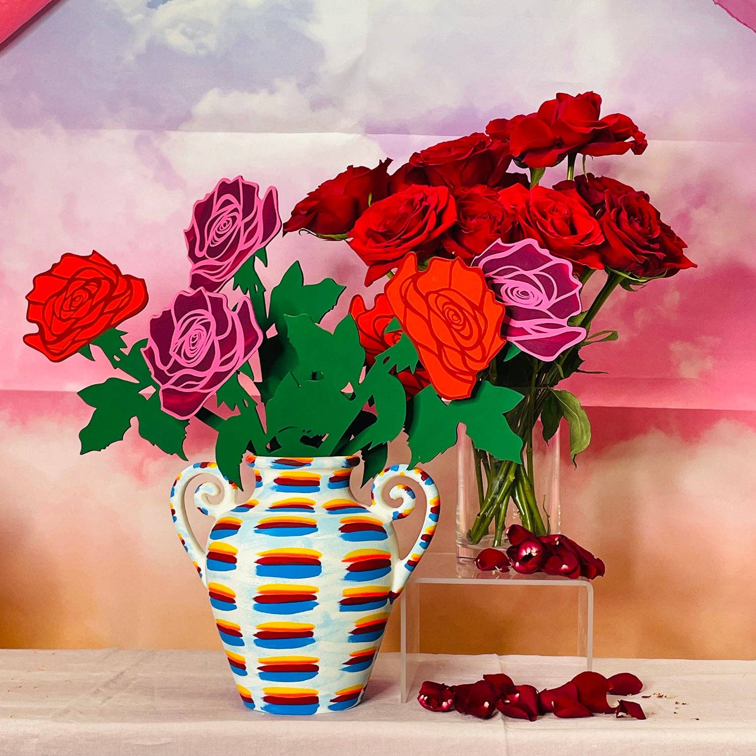 Cosmic Peace Studio - Wholesale Kunstbloemen - FOREVER BLOEM - LANGE STEEL ROOS ROOD1