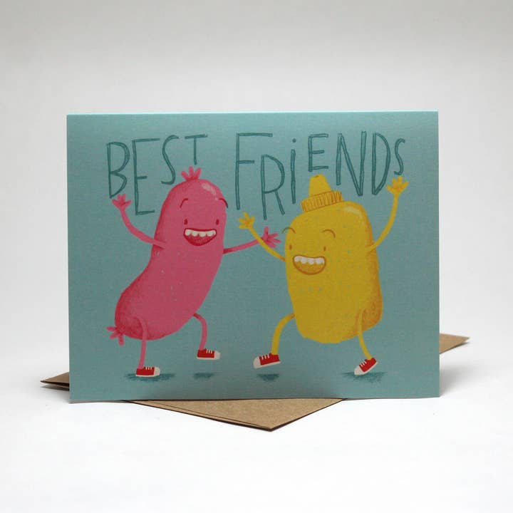 Best Friends Greeting Card - Blank Card - for wholesale by Sarah Parker Illustration