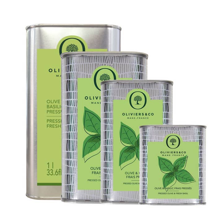 Huile d'olive et de basilic pour la vente par Oliviers & Co