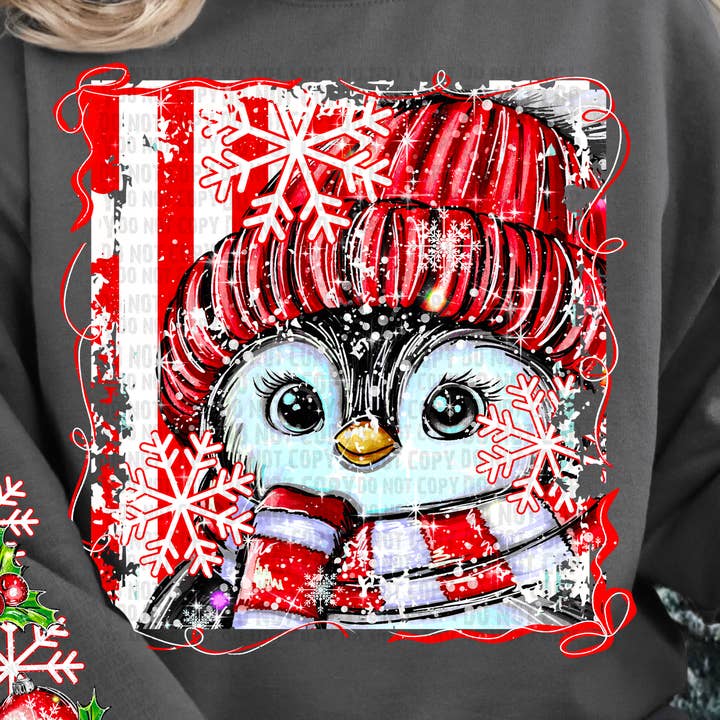 Penguin Selfie DTF Transfer | Trendy Christmas DTF Transfer | High Quality Image Transfers | Ready to Press | Instant Peel for wholesale by Red Dirt Transfers