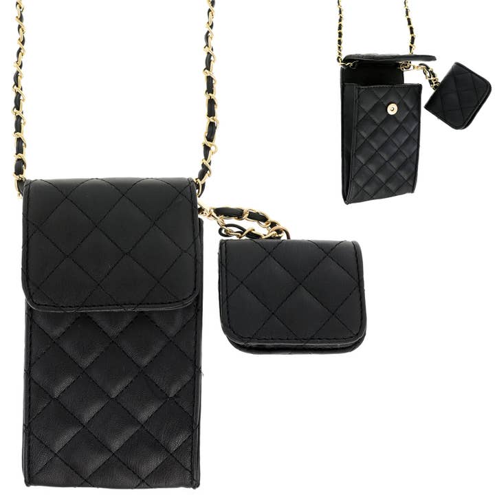 SP Sophia Collection - Wholesale Phone Wallet - Women's - Quilted Phone Crossbody Earbuds Case with Strap